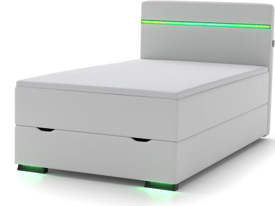 Boxspringbett 140x200 Mit Bettkasten Und Led wonello Boxspringbett Ontario, mit Bettkasten, LED-Beleuchtung, 2x USB