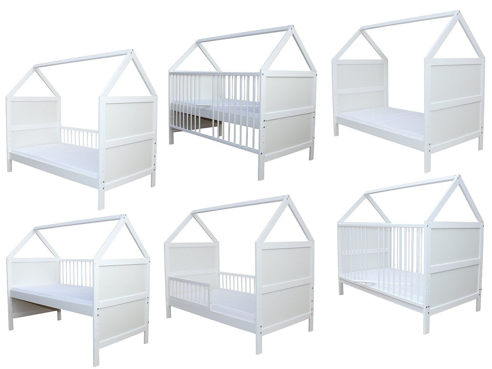 Kinderbett Babybett Kinderbett Juniorbett Haus 140x70cm + Matratze 0 - 6 Jahre