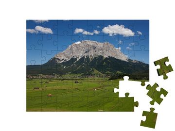 puzzleYOU Puzzle Lermoos auf Ehrwald und Zugspitze, Tirol, 48 Puzzleteile, puzzleYOU-Kollektionen Berge