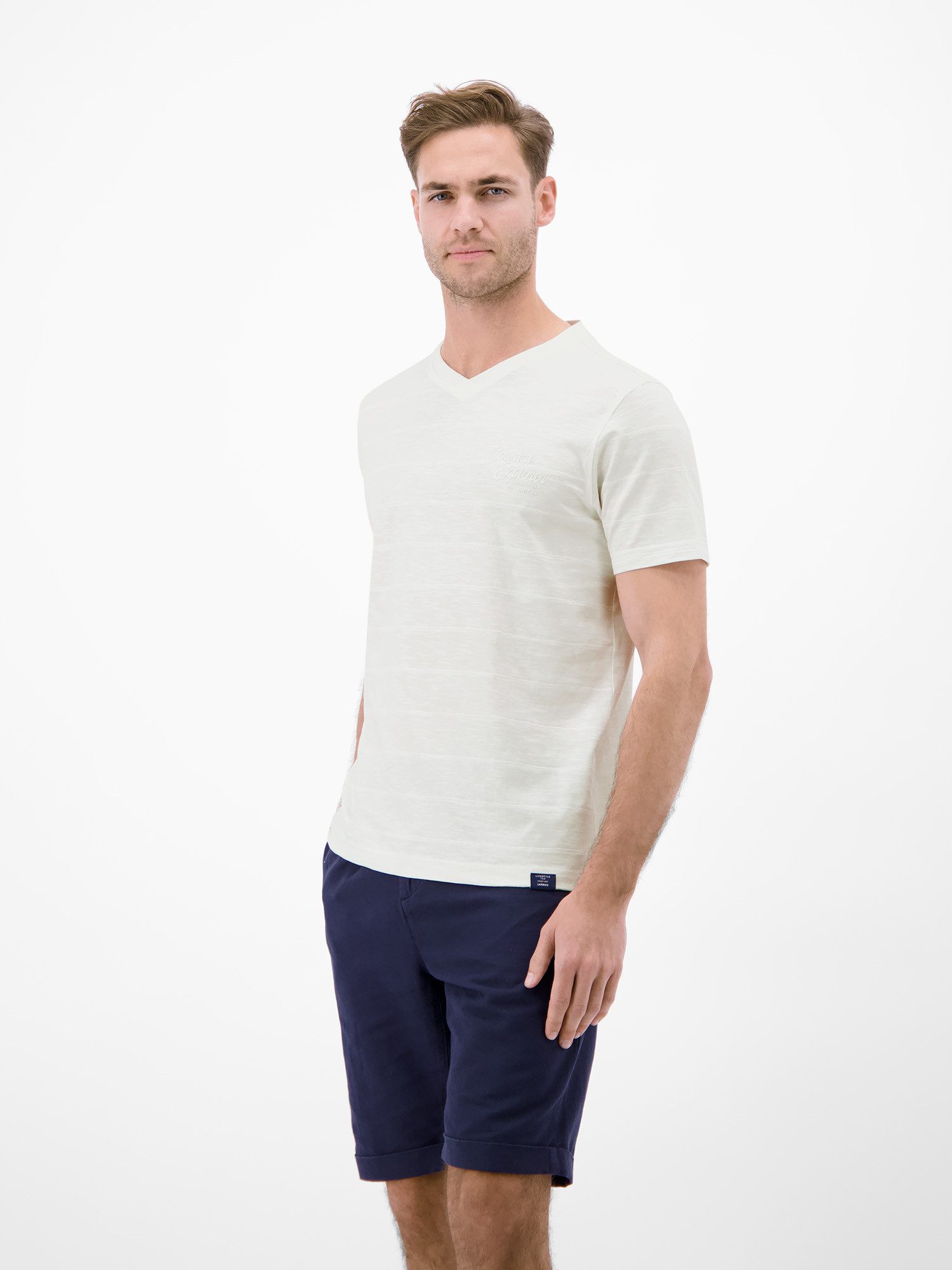 LERROS T-Shirt T-Shirt mit V-Neck in Strickqualität