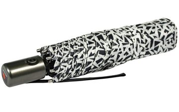 Knirps® Taschenregenschirm Slim Duomatic, leicht kompakt mit Auf-Zu-Automatik, schönes Design für Damen - schwarz-creme - key