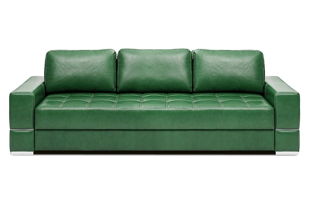 JVmoebel Sofa, Bettfunktion Sofa 3 Sitzer Polster Modern 100% Italienisches Leder Grün