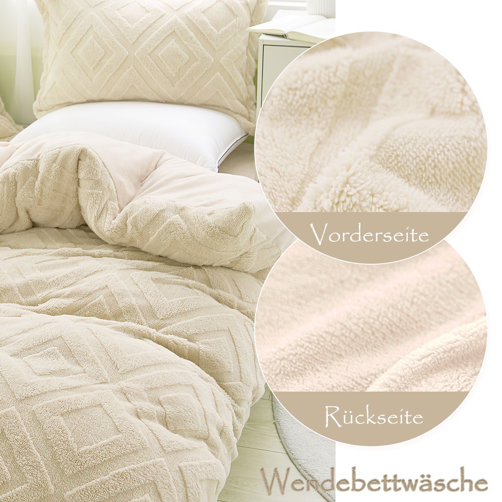 KEAYOO Bettwäsche TF, Polyester, 2 teilig, Flauschig warmes Teddy Plüsch wa günstig online kaufen