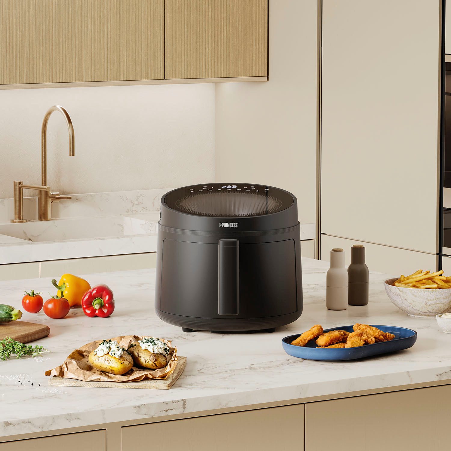 PRINCESS Heißluftfritteuse 182270 Cyclone Vision Airfryer, 1500 W