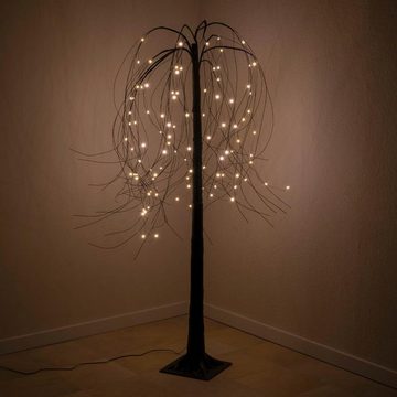 Nipach LED Baum Weidenbaum Trauerweide Deko-Baum 96 LED warm weiß schwarz 150 cm Timer, LED fest integriert, Warmweiß