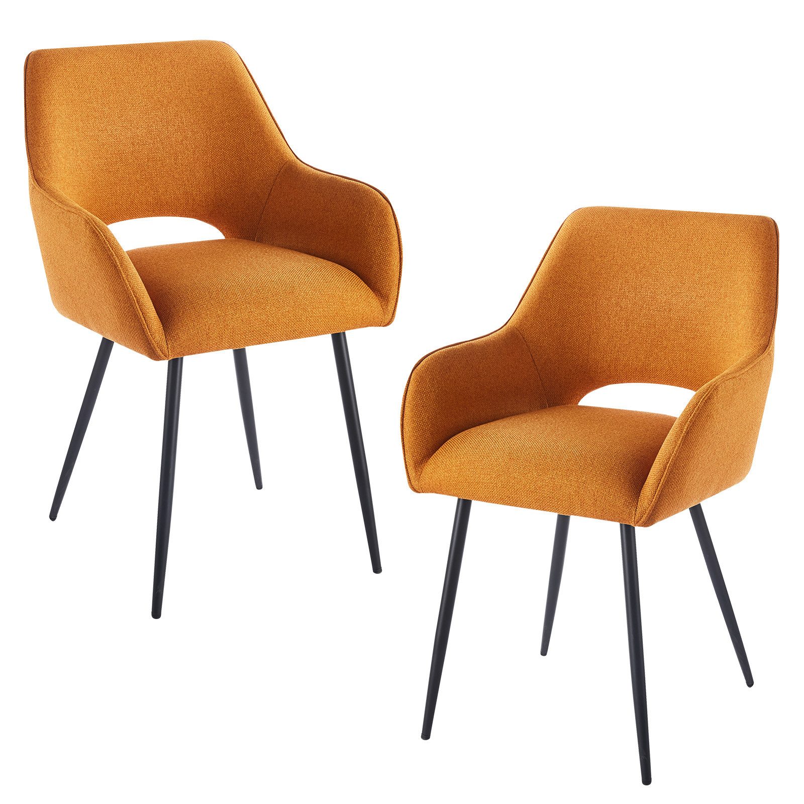 DITAIX Polsterstuhl 2er Set Ergonomische Esszimmerstühle - Velours Armlehnstühle (2 St), multifunktionaler Designstuhl als Lounge-Stuhl, Bürostuhl