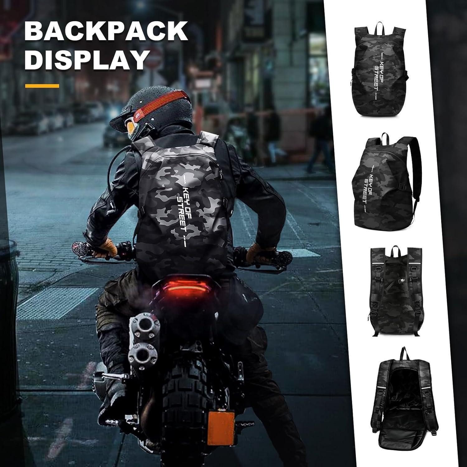 LuxusKollektion Rucksack Motorrad Rucksack Wasserdicht Helmtasche Herren Schwarz C-schwarz L