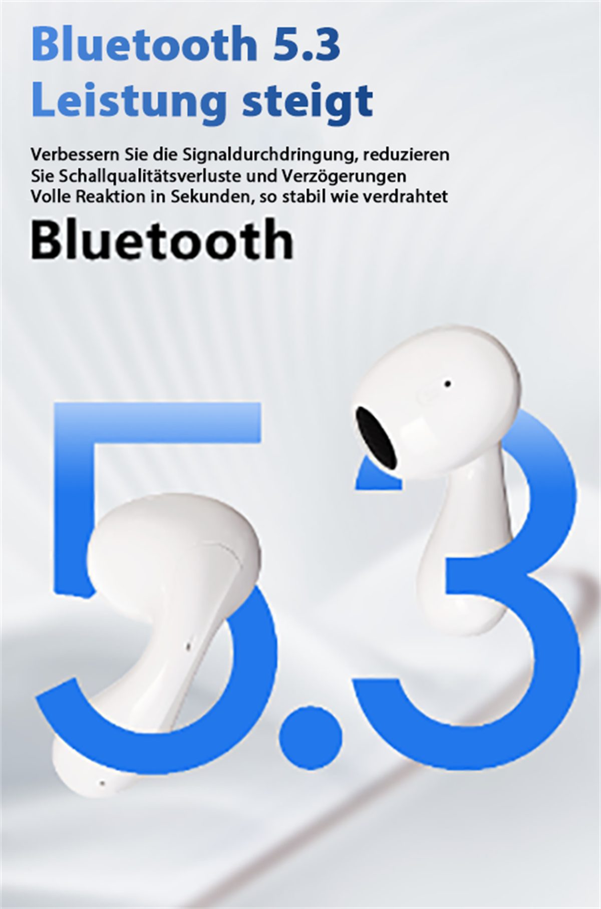 carefully selected Kabelloser In-Ear-Kopfhörer mit lange intelligente LED-Anzeige, Akkulaufzeit) + Digitalanzeige Weiß (Bluetooth super V5.3 In-Ear-Kopfhörer + Geräuschunterdrückung