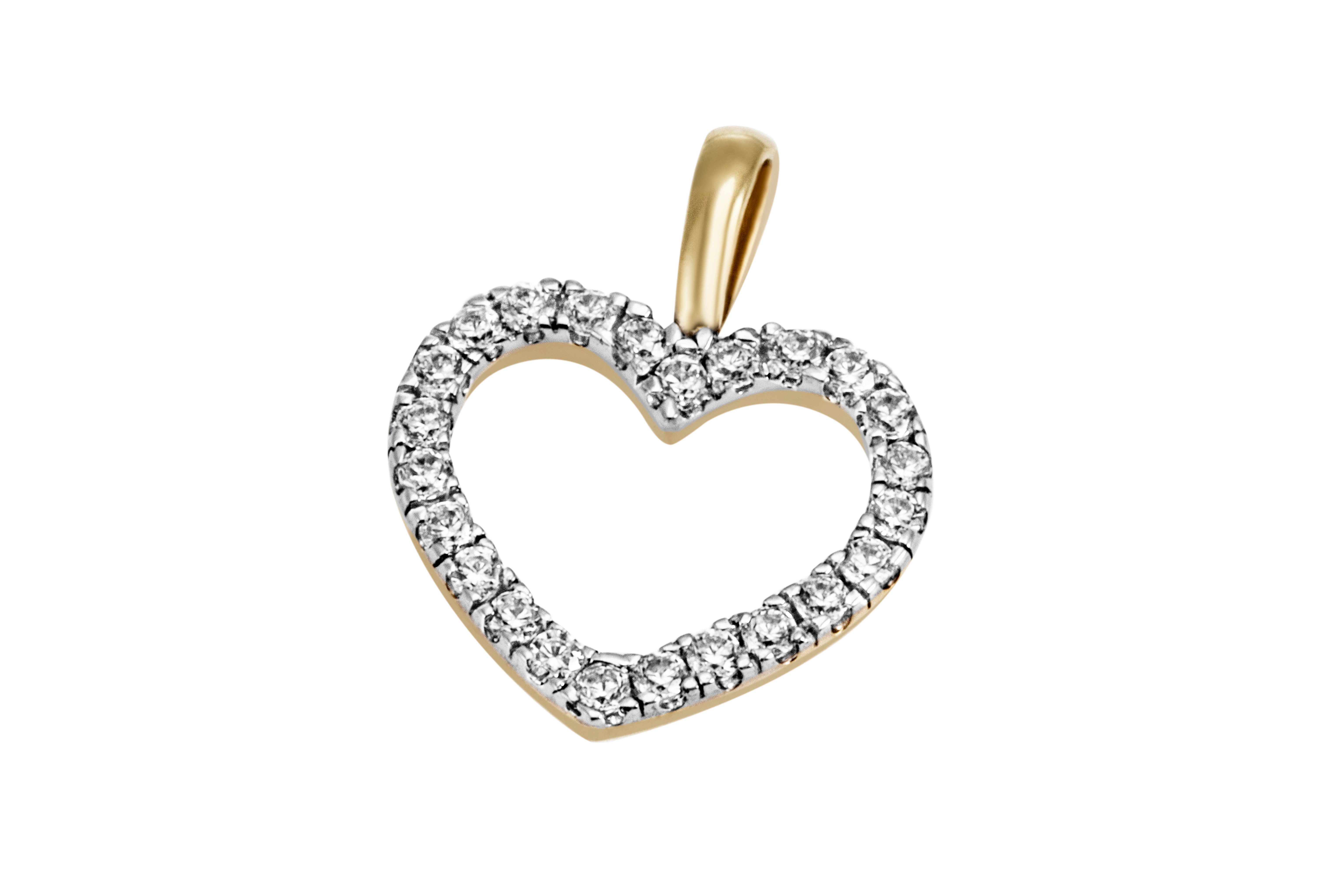 Reflexion Diamonds Herzanhänger aus 585/750er Gelb- oder Weißgold/ 0,13ct Brillanten (SI) / 10mm breit, Herzanhänger in Gelb- oder Weißgold, besetzt mit Brillanten