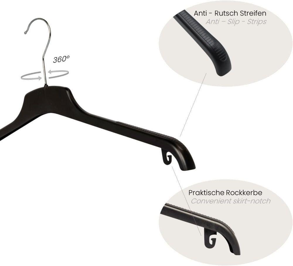 RSR Hangers Kleiderbügel CMG 47 cm Schwarz Anti-Rutsch Jacken Hemden Blusen günstig online kaufen