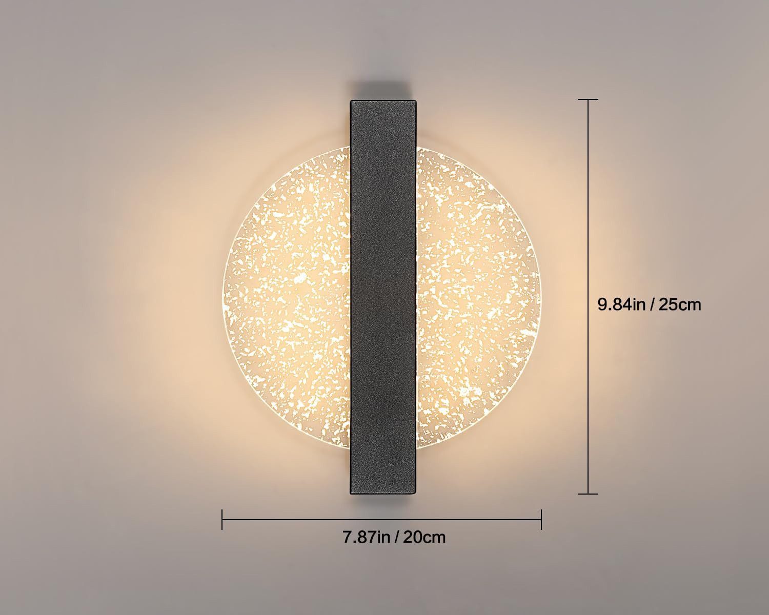 Riserva LED Wandleuchte LED Wandleuchte Innen Schwarz 12W Rund 3000K für Flur, LED wechselbar, Schlichter Stil, einfache Installation, ohne Leuchtmittel