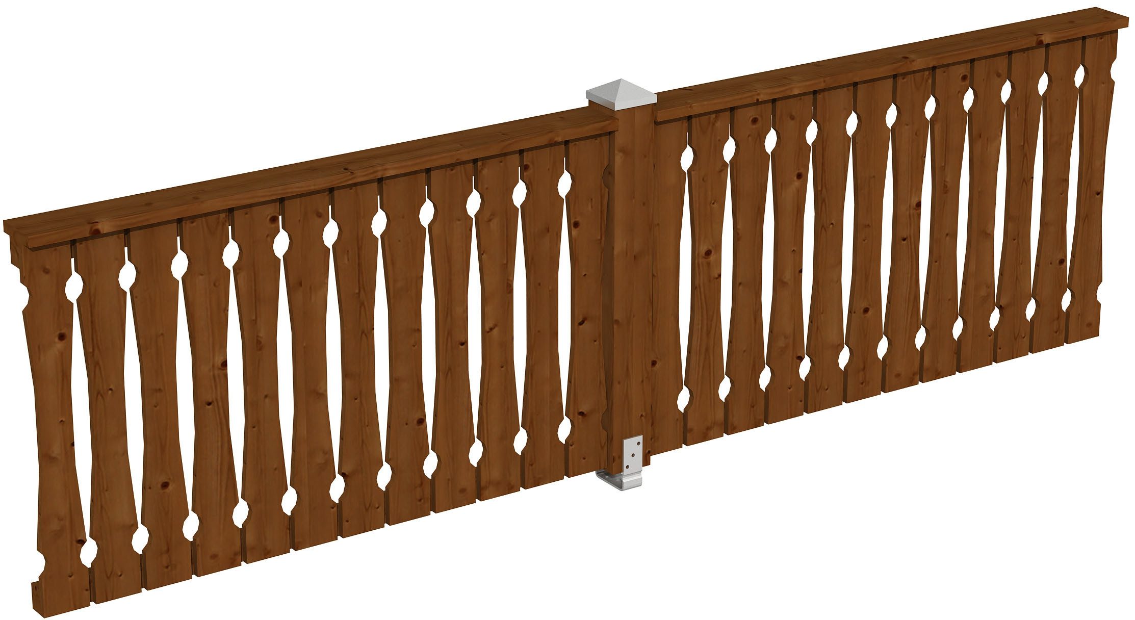 Skanholz Brüstungsgeländer Balkonschalung, 335 cm Länge, 96 cm Höhe, mit 1 Pfosten