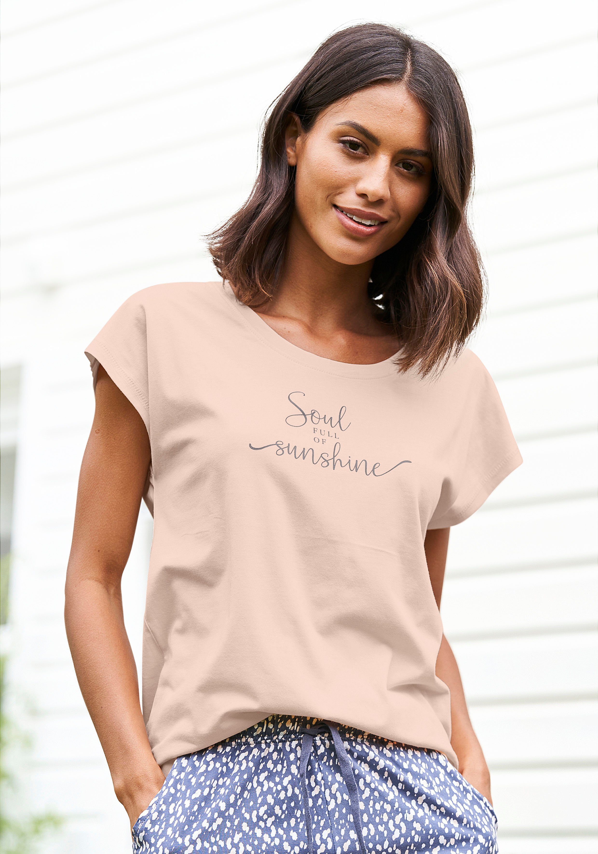 apricot Dreams T-Shirt Sommer-Statementdruck Vivance mit