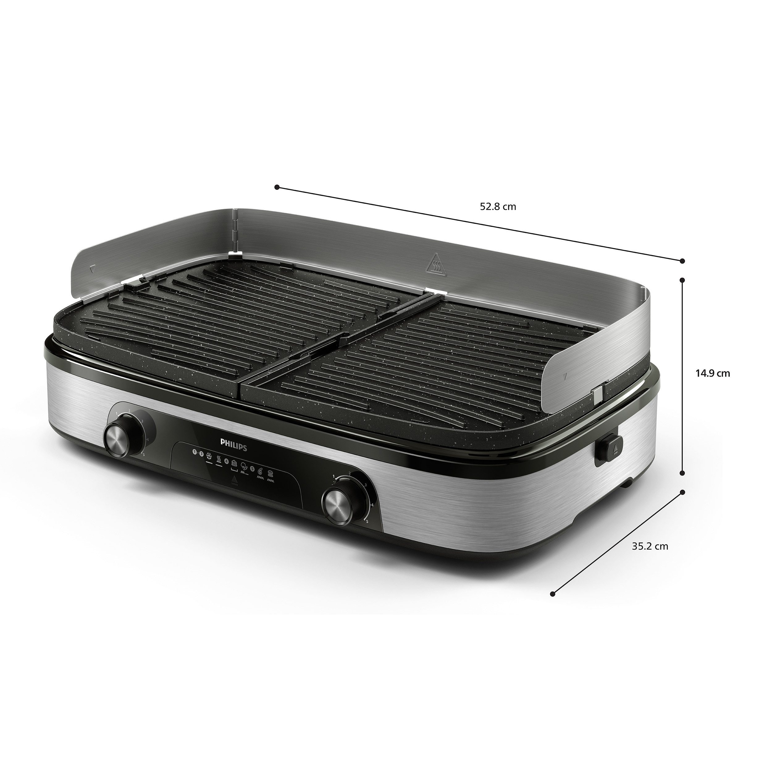 Philips Tischgrill HD6222/90 5000 Series, 2 Heizzonen, wendbare Platten, 2400 W, mit einstellbarer Temperatur u. Grillfläche von 1400 cm²