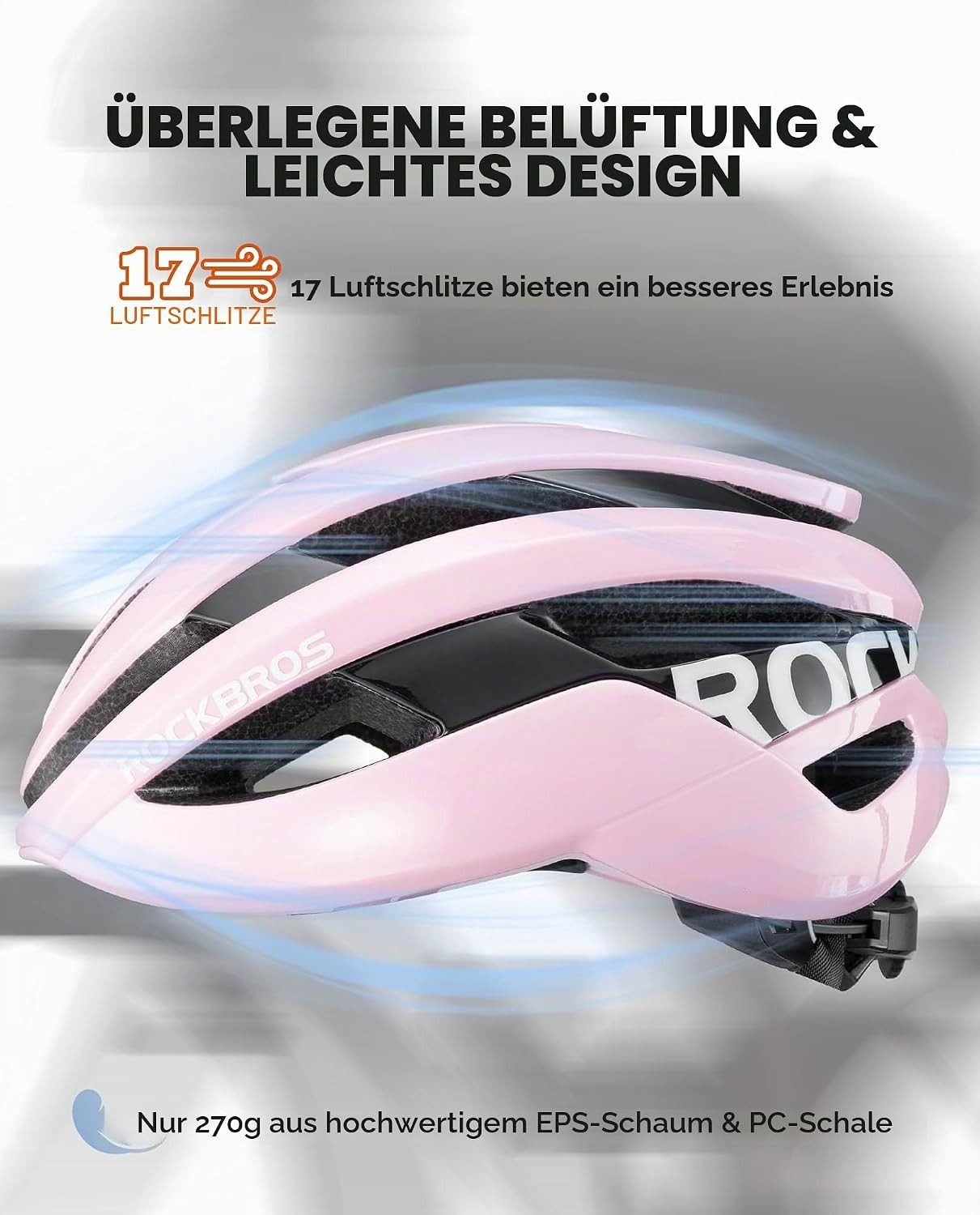 ROCKBROS Fahrradhelm Leichter atmungsaktiver Fahrradhelm Unisex Größen M/L