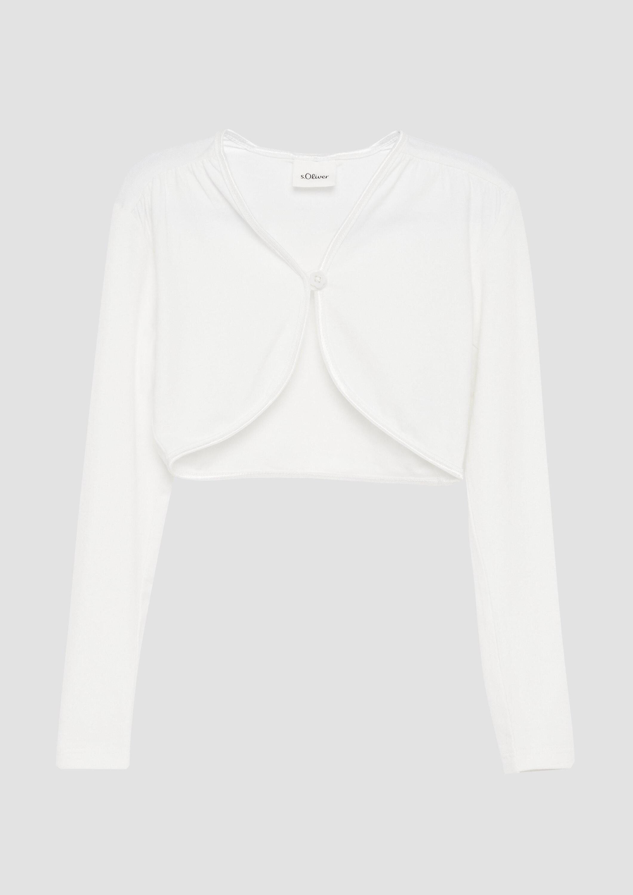 s.Oliver Langarmshirt T-Shirt Festlicher Bolero mit Blumenknopf