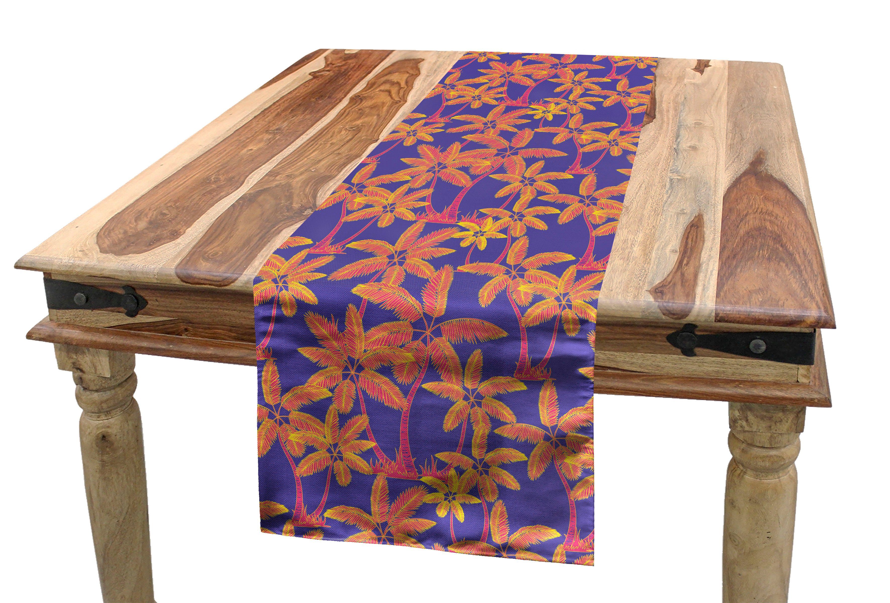 Abakuhaus Tischläufer Esszimmer Küche Rechteckiger Dekorativer Tischläufer, Insel Hawaiian Kokosnusspalmen | Tischläufer
