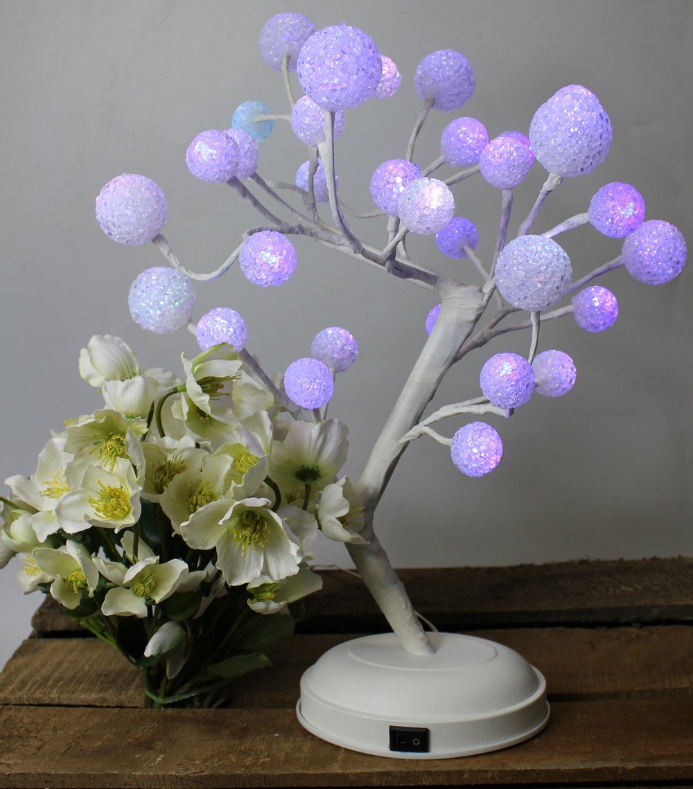 Arnusa LED Baum Leuchtbaum Rainbow Glitzerkugeln 45 cm 32 LED Tischlampe, LED fest integriert, Bunt, batteriebetrieben und USB