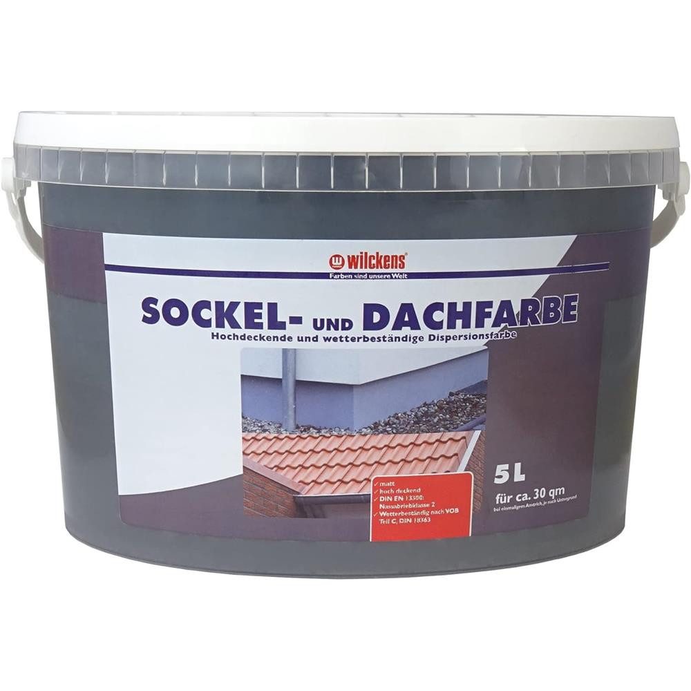 Wilckens Farben Dachfarbe Sockelfarbe matt 5Liter, hochdeckend, scheuer- und wetterbeständig