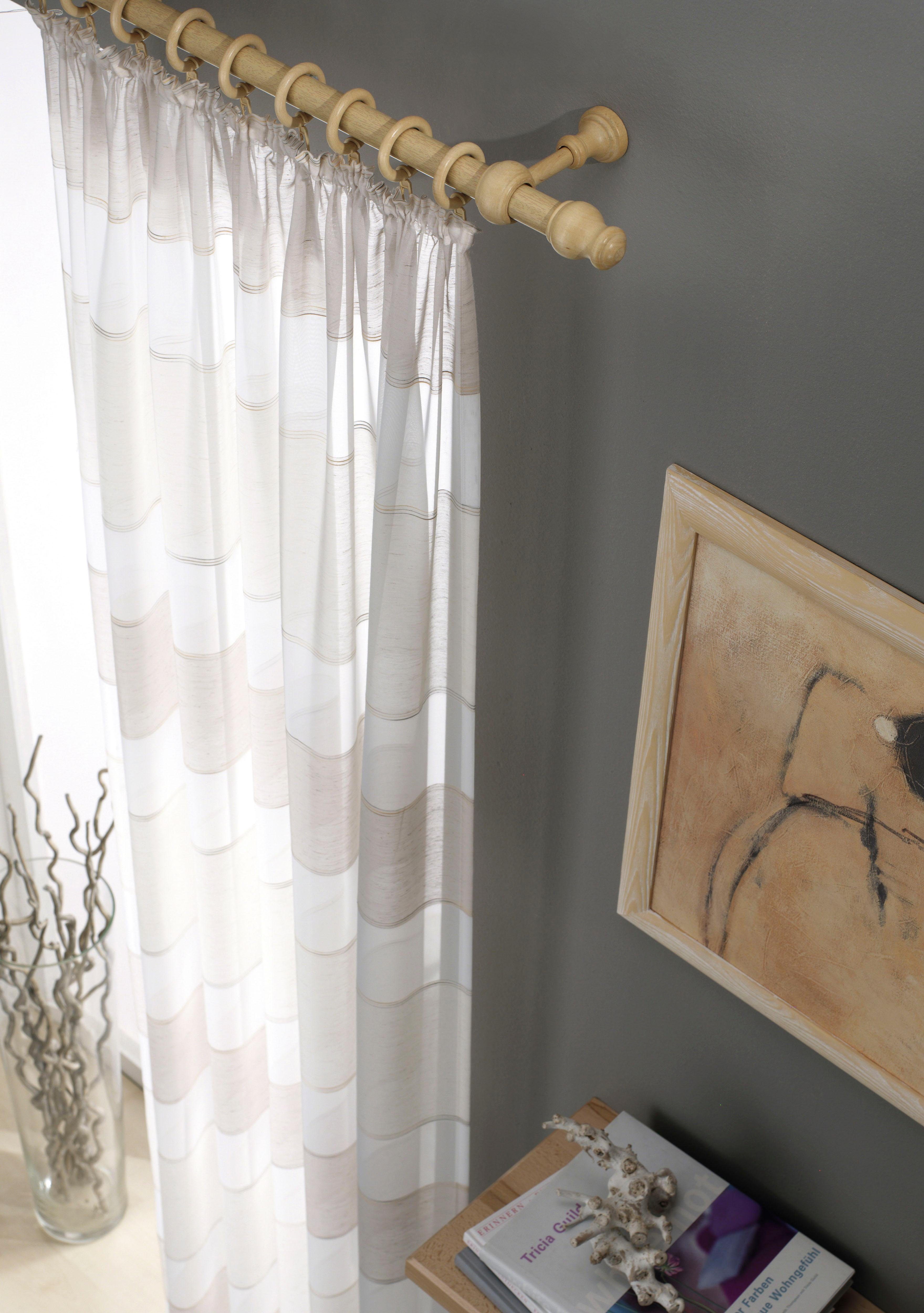 GARDINIA Gardinenstange Set Holz, Ø 28 mm, 1-läufig, Fixmaß, mit Bohren, ve günstig online kaufen