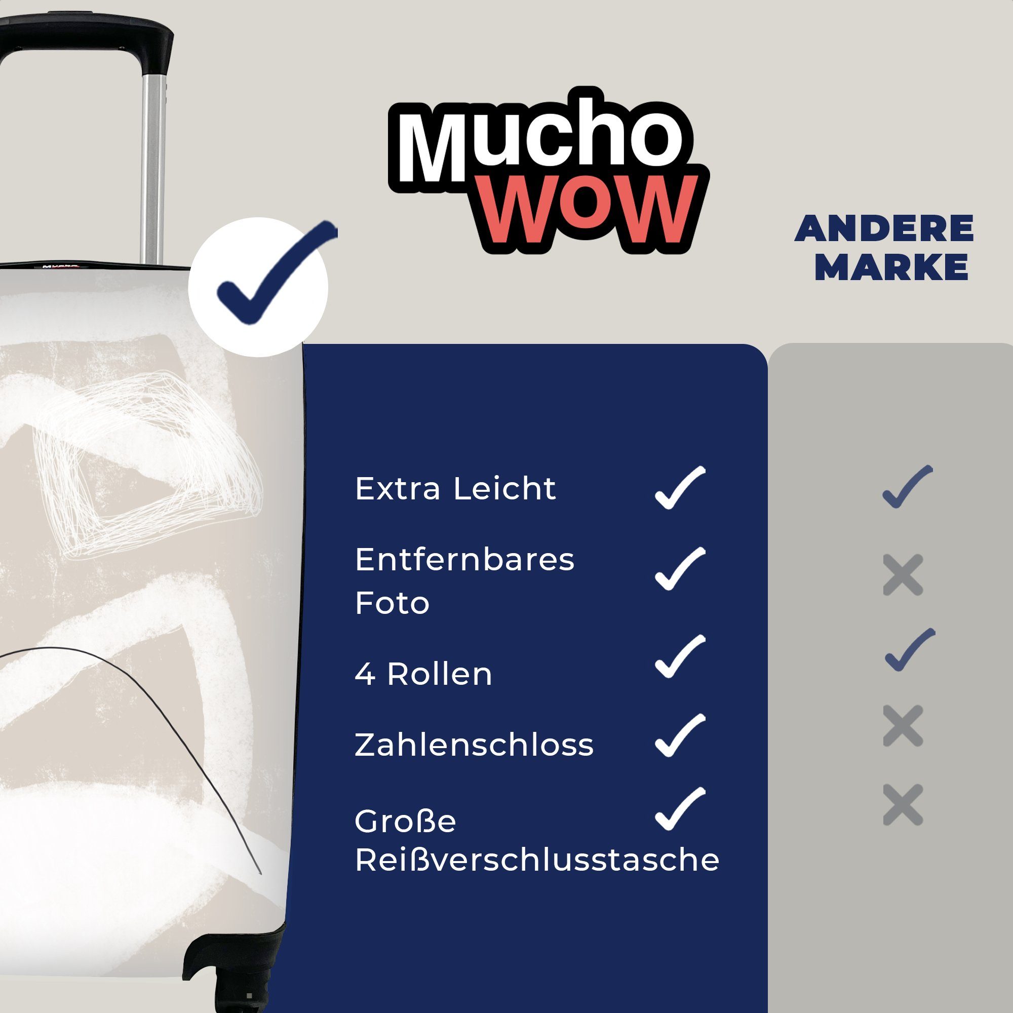 Ferien, Abstrakt Handgepäckkoffer für Reisekoffer mit Handgepäck Design, Trolley, 4 Reisetasche - - Linie rollen, MuchoWow Rollen,