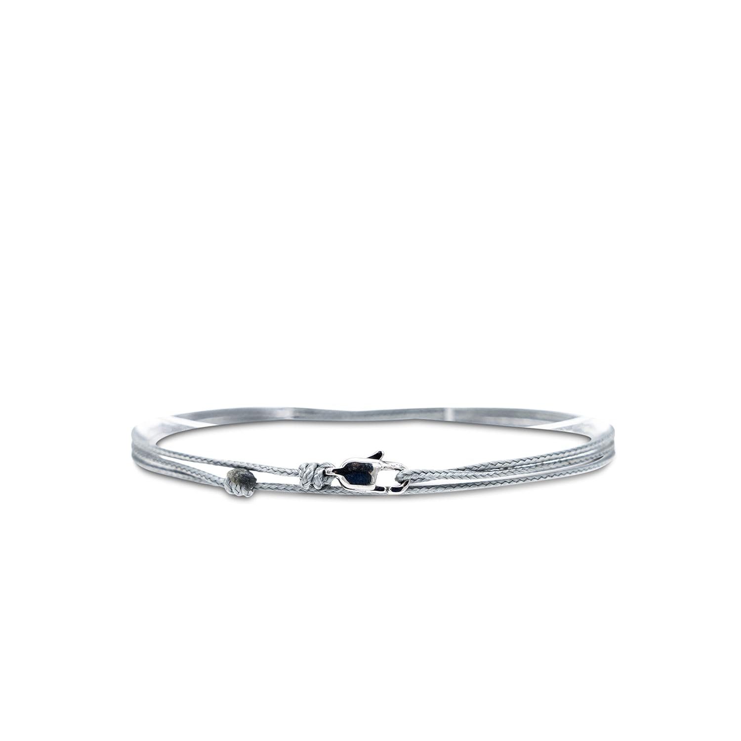 Nami Minimalistisches Karabinerhaken Made Damen, & Verstellbar Armband Grau by Armband Wickelarmband Silber Herren mit Armband Wasserfest Maritimes