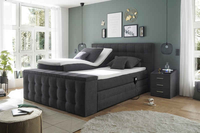 ED EXCITING DESIGN Boxspringbett Managua (6-St), Motor, harte Seite mit Kokosmatte, weiche Seite mit Filzabdeckung