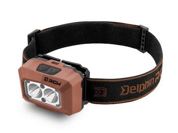 Delphin.sk Kopflampe Stirnlampe RGW Pro Kopflampe mit 200lm Nachtangeln Headlamp SENSOR, Lichtquelle: LED, Bewegungssensor, Akku, Aufladen: USB, mit Gummiband