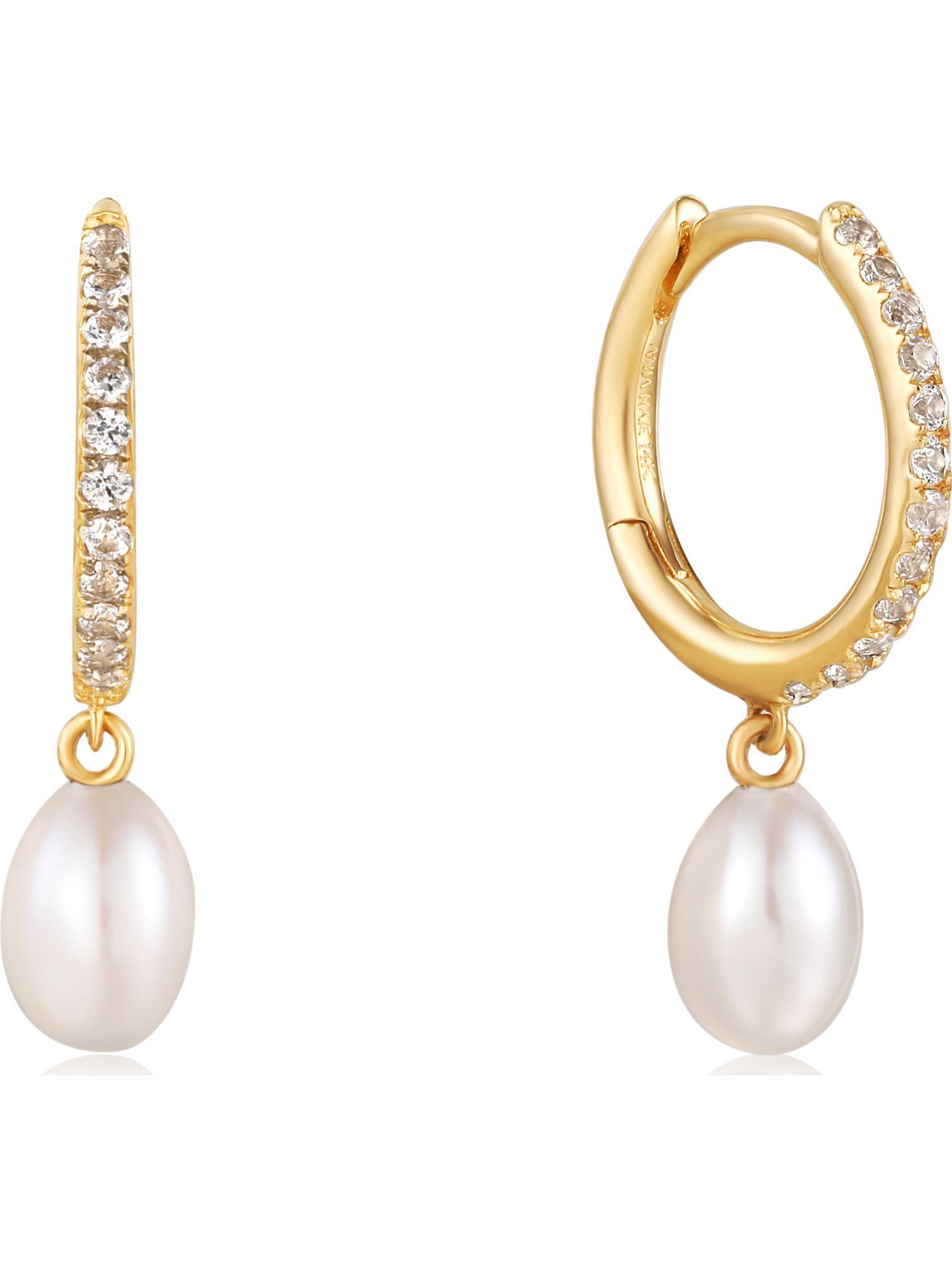 Ania Haie Paar Creolen Ania Haie Damen-Creolen 585er Gelbgold Saphir (Paar), Radiance
