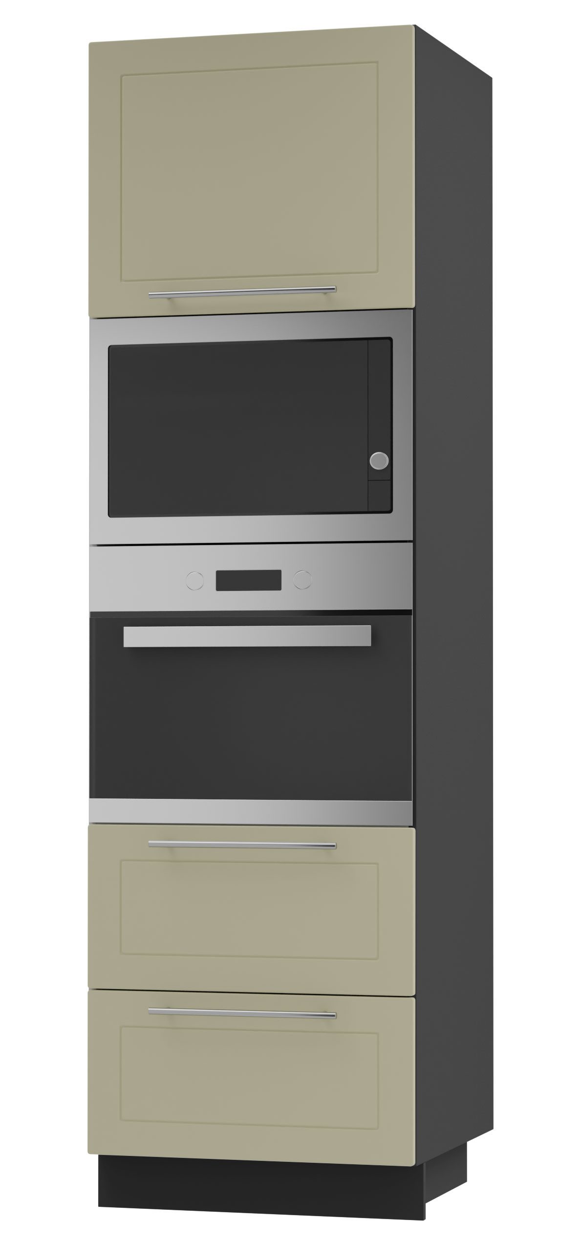 Feldmann-Wohnen Unterschrank Kvantum (Türscharniere mit Soft-Close-Funktion, 1-St., Fronten mit dekorativen Fräsungen und leicht abgerundeten Ecken) 60x59x207cm schwarz - vanille (Q-D14/RU/2R-284)