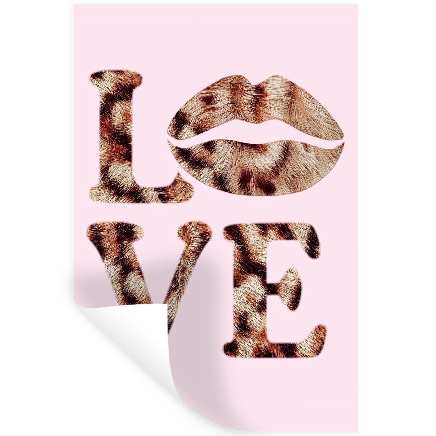 MuchoWow Wandsticker Text - Liebe - Panthermantel - Hellrosa (1 St), Wanddeko, Aufkleber, Wandtattoo, 80x120 cm