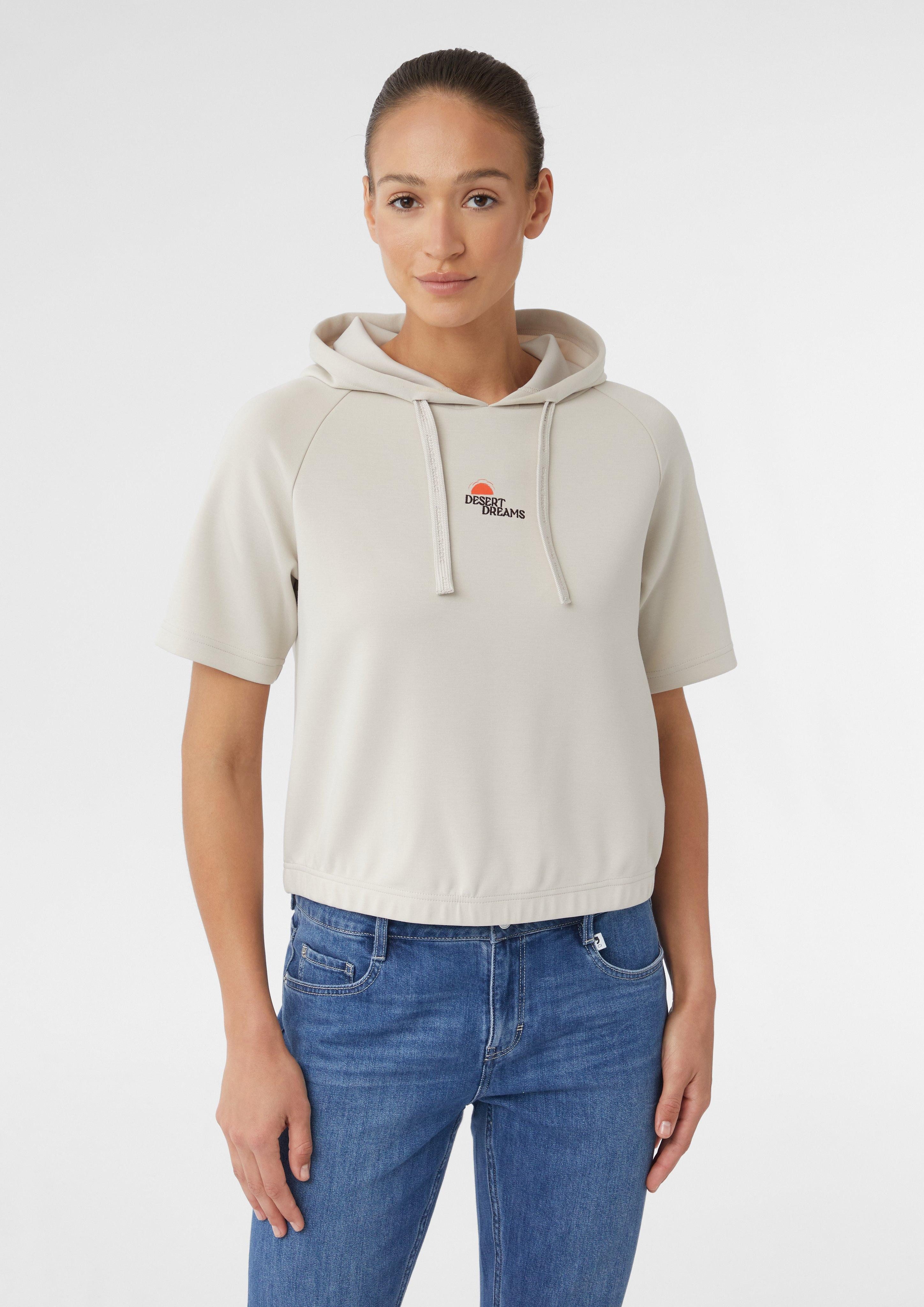 comma casual identity Kurzarmshirt Kurzärmeliges Scuba-Sweatshirt günstig online kaufen