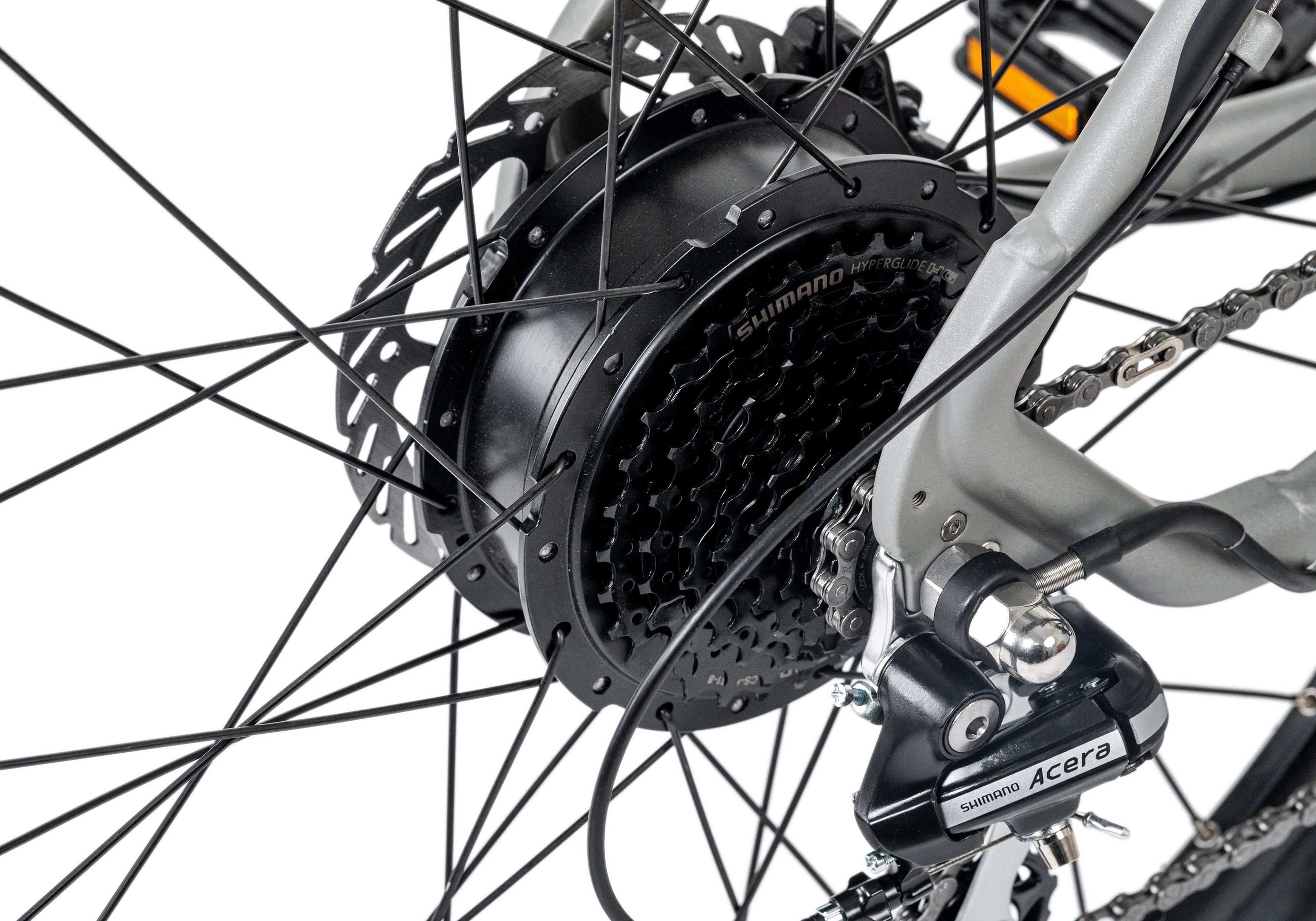 Gang Adore E-Bike Heckmotor, 24 Acera Kettenschaltung, Shimano Wh Akku Schaltwerk, Raccoon, 504