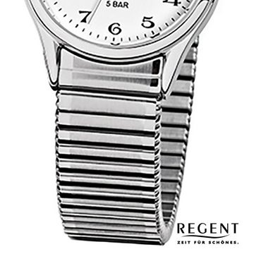 Regent Quarzuhr Regent Damen Herren-Armbanduhr silber, (Analoguhr), Damen, Herren Armbanduhr rund, klein (ca. 29mm), Edelstahlarmband