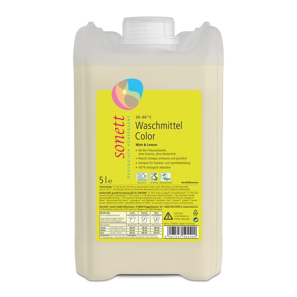 Sonett Waschmittel Color - Mint & Lemon Kanister 5L Colorwaschmittel