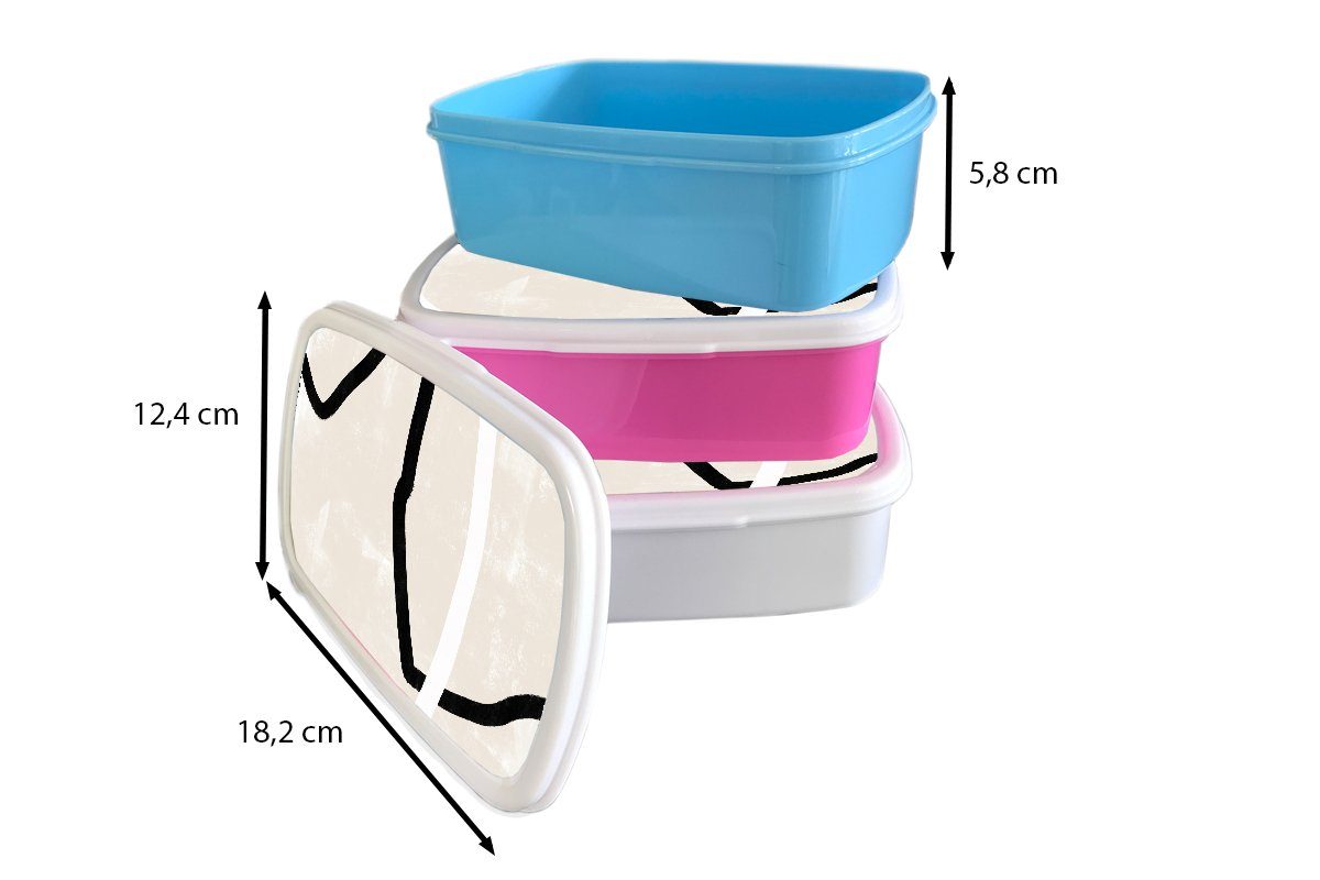 Lunchbox Kunststoff - MuchoWow Design, für Snackbox, Erwachsene, Minimalismus Brotdose Rosa (2-tlg), Kinder, Brotbox - Mädchen, Kunststoff,