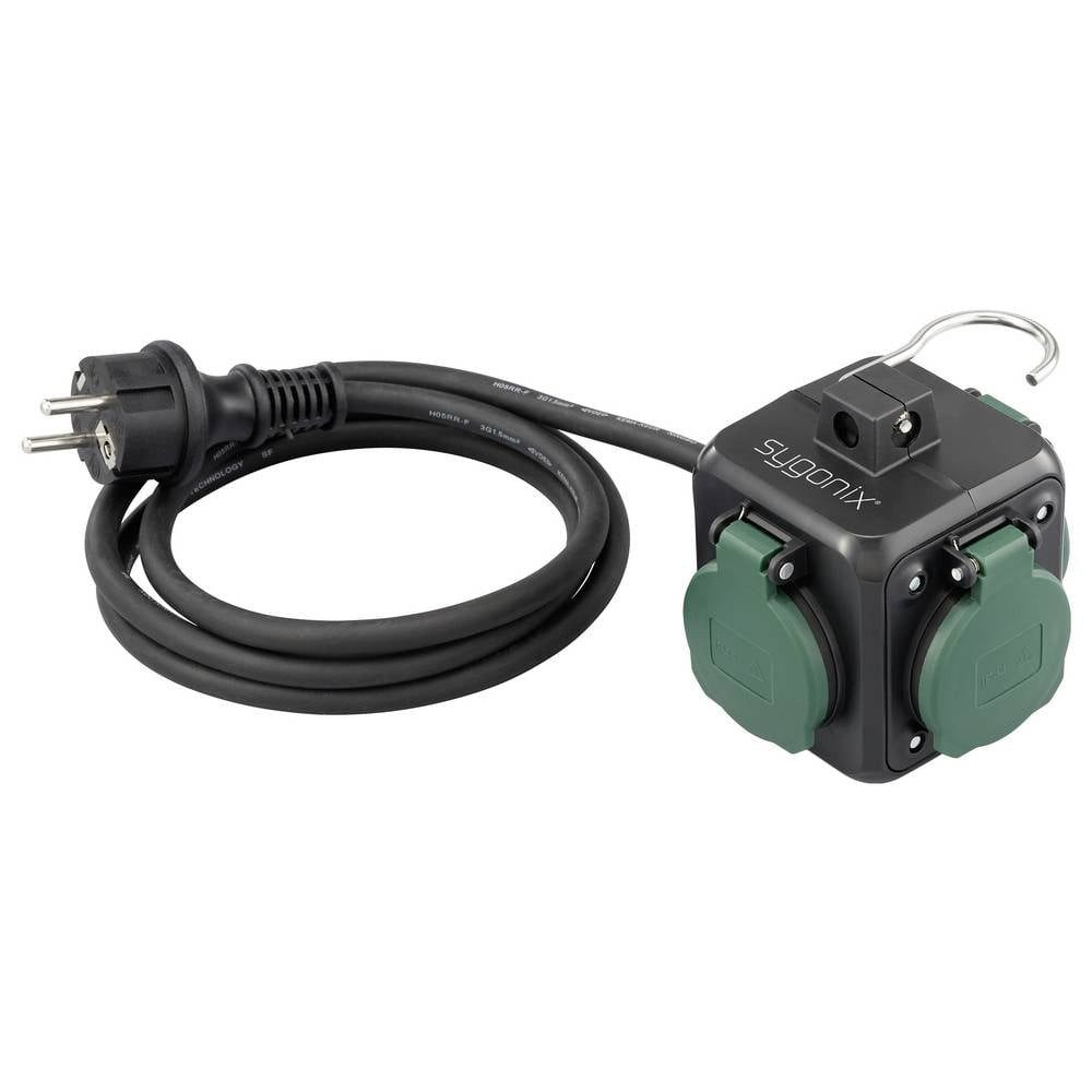 Sygonix SY-6903362 Steckdosenwürfel Schwarz, Grün Schutzkontakt 1 St. Steckdosenleiste