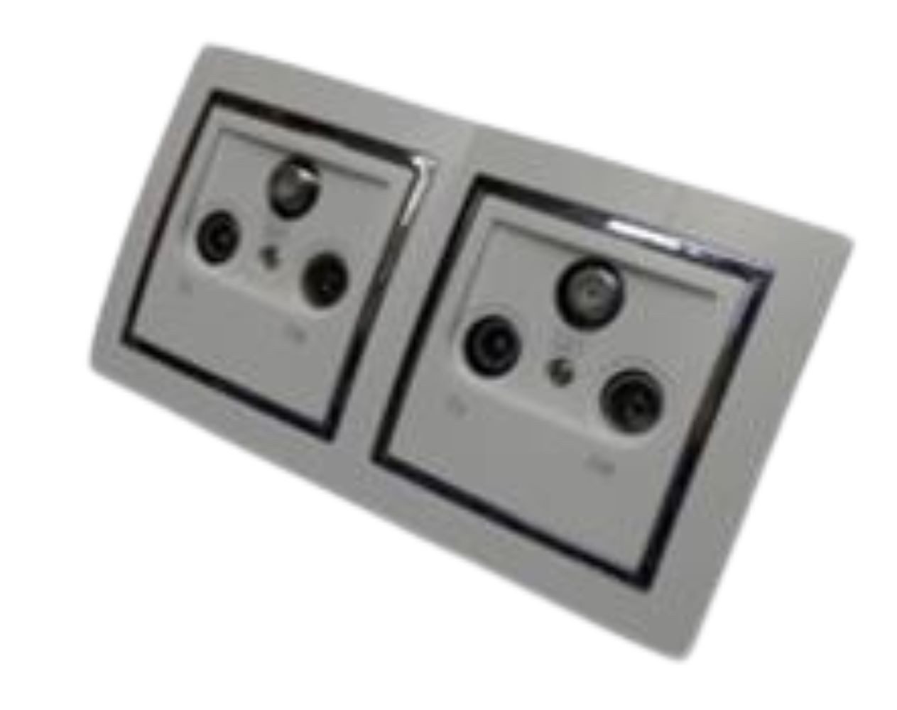 Lichtideen Schalter 9550 Levina S 2-er Antennen Dose silberner Rand (Taster, Schalter, Anennendose, Steckdose mit USB lieferbar)