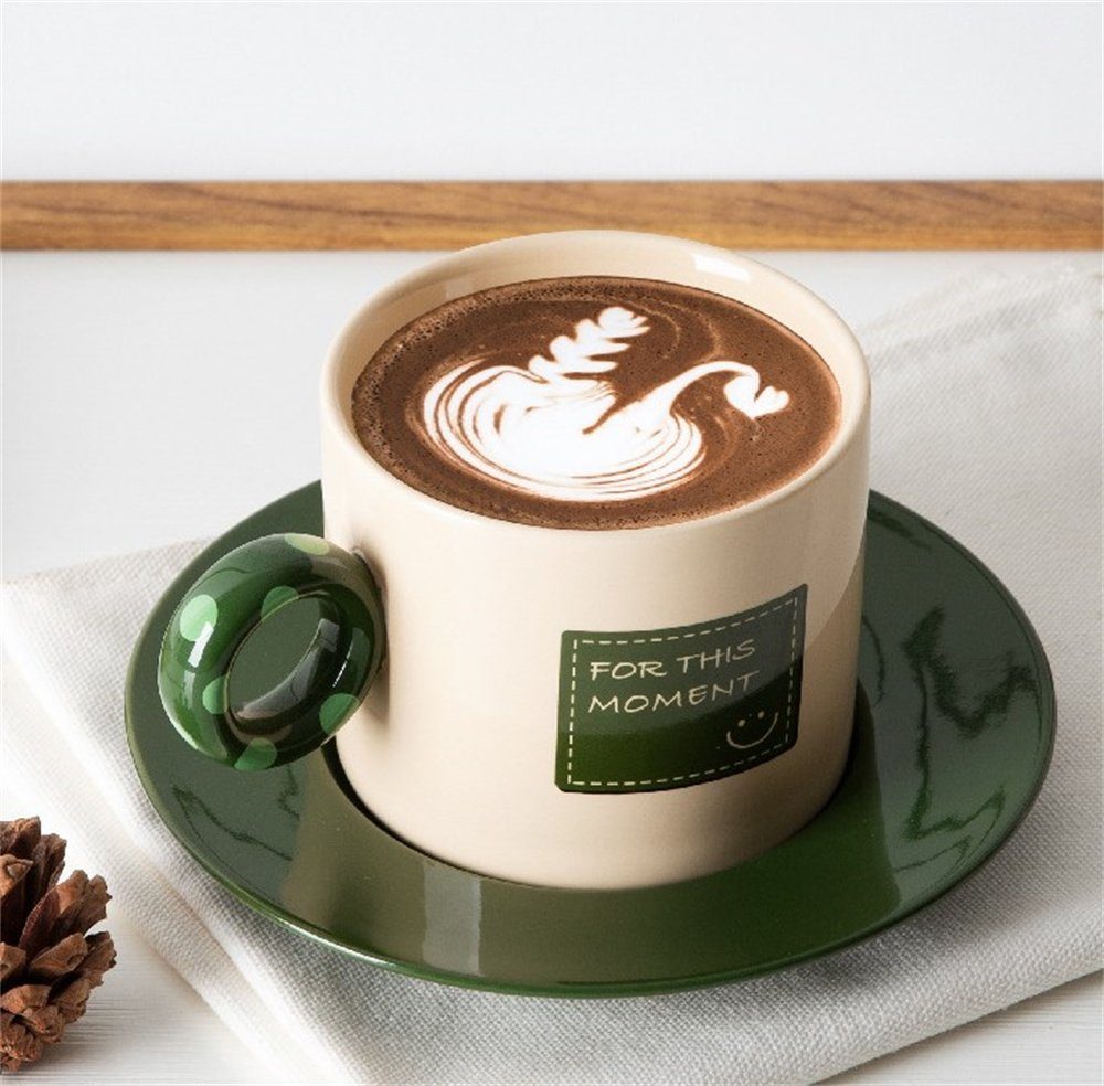 Dekorative Kaffeeservice Löffel, Set Vintage-Stil mit Grün Untertassen Teetasse Teetasse Keramik-Kaffeebecher, (1-tlg), und Kunst-Kaffeebecher-Set, Ceramic