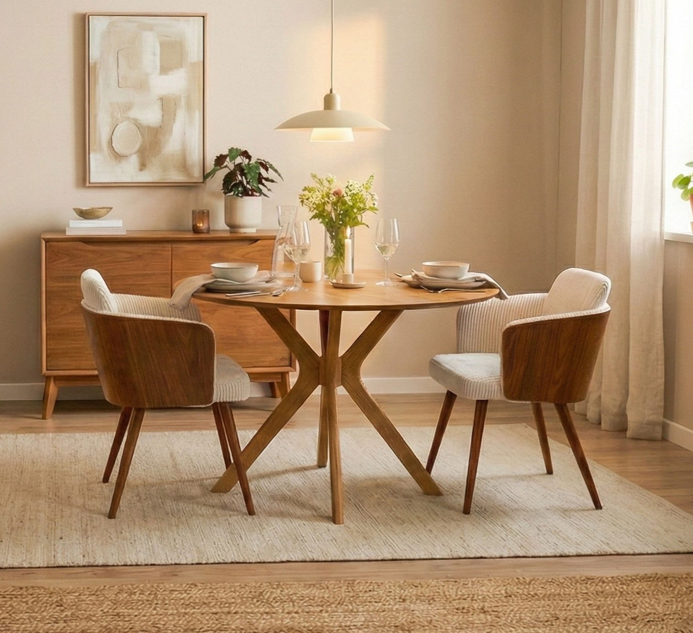 Jahnke Esstisch DINE ROX, Esstisch, rund, Massivholz, Skandi-Look, für bis zu 4 Personen, 115 cm