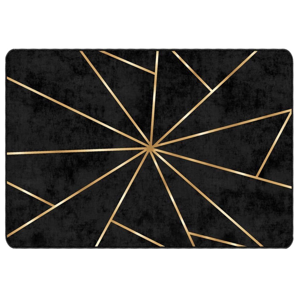 vidaXL Teppich Teppich Waschbar Schwarz und Golden 160x230 cm Rutschfest, Höhe: 0 mm