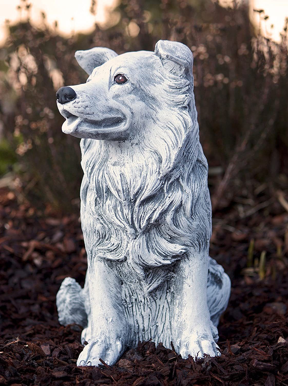 Gartenfigur Stone Steinfigur Collie and Style Hund