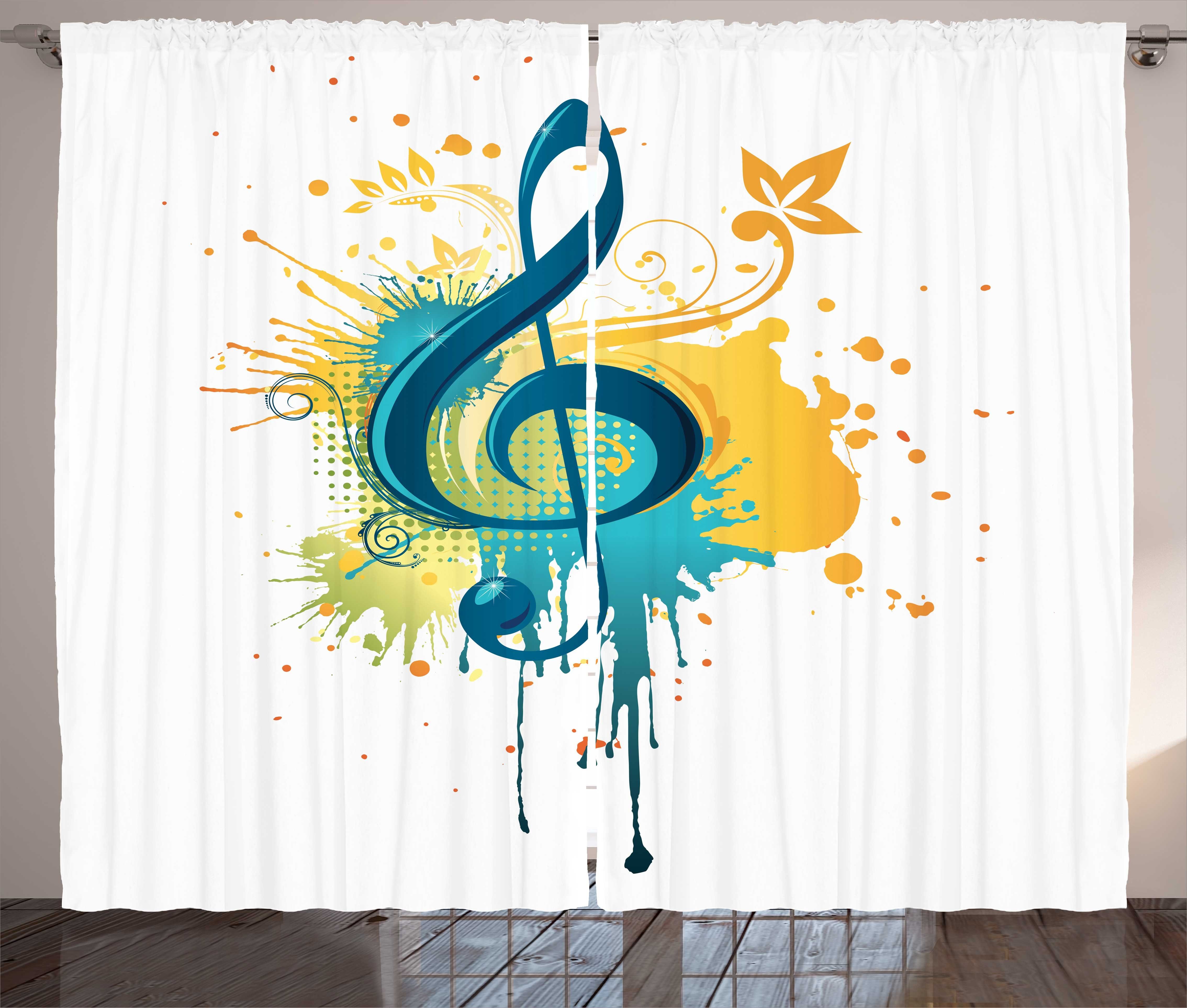 Motive und Moderne Gardine Musik Clef Splash Schlafzimmer Abakuhaus, Vorhang mit auf Haken, Kräuselband Schlaufen