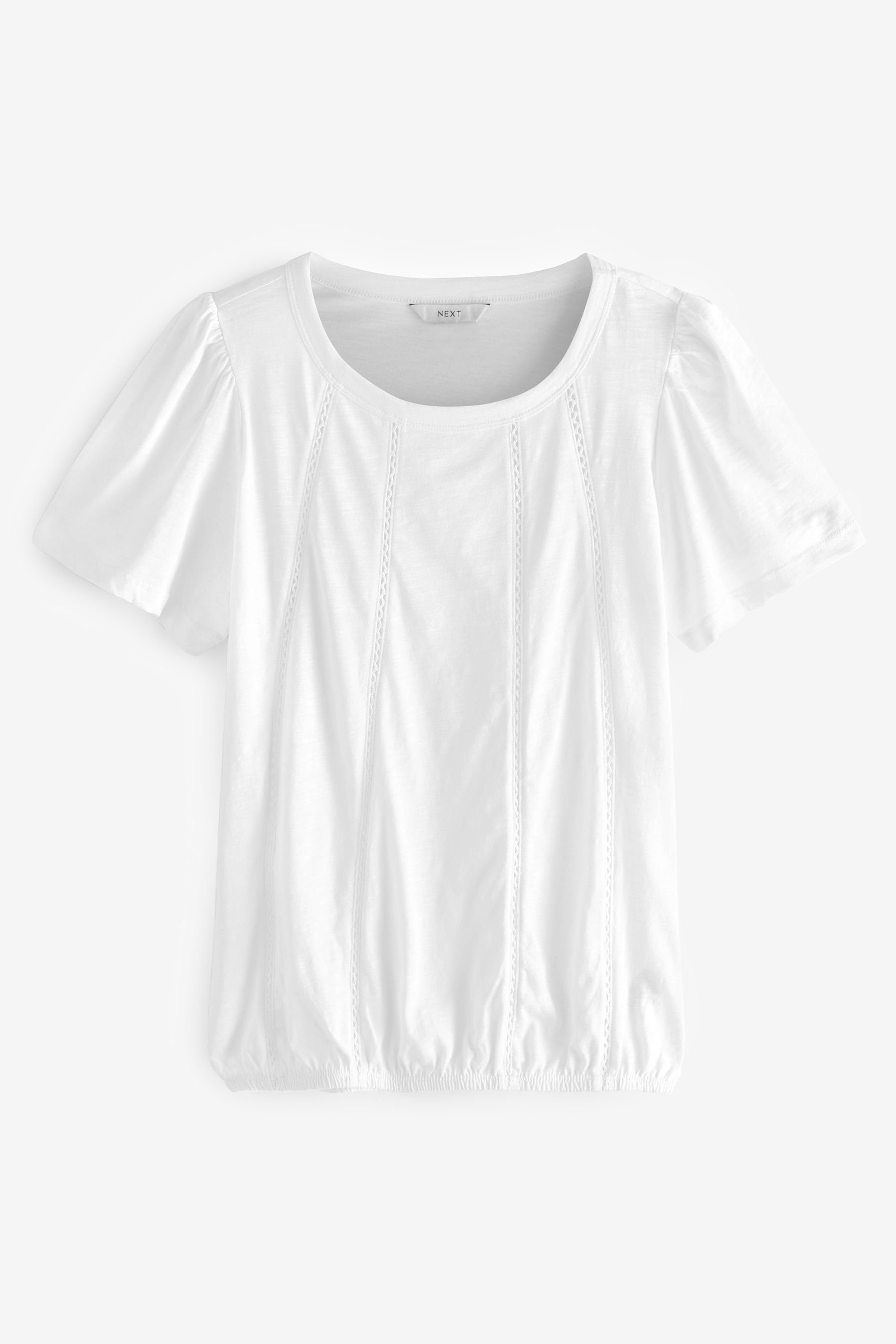 Next T-Shirt T-Shirt mit Rundhalsausschnitt und Ballonsaum (1-tlg) White