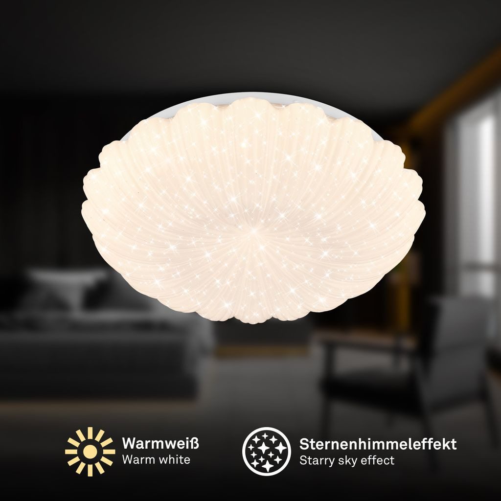 Briloner Leuchten LED Deckenleuchte LED Deckenlampe Sternenhimmel, LED fest integriert, 3000K - Warmweiß, 28,5x7,5 cm, Schlafzimmer, Wohnzimmer, Esszimmer, Flur, Küche