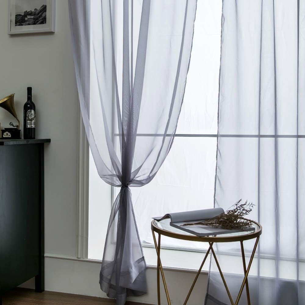 grau Jormftte für Schlafzimmer, Wohnzimmer transparent Gardine Gardinen Vorhang Fensterschal
