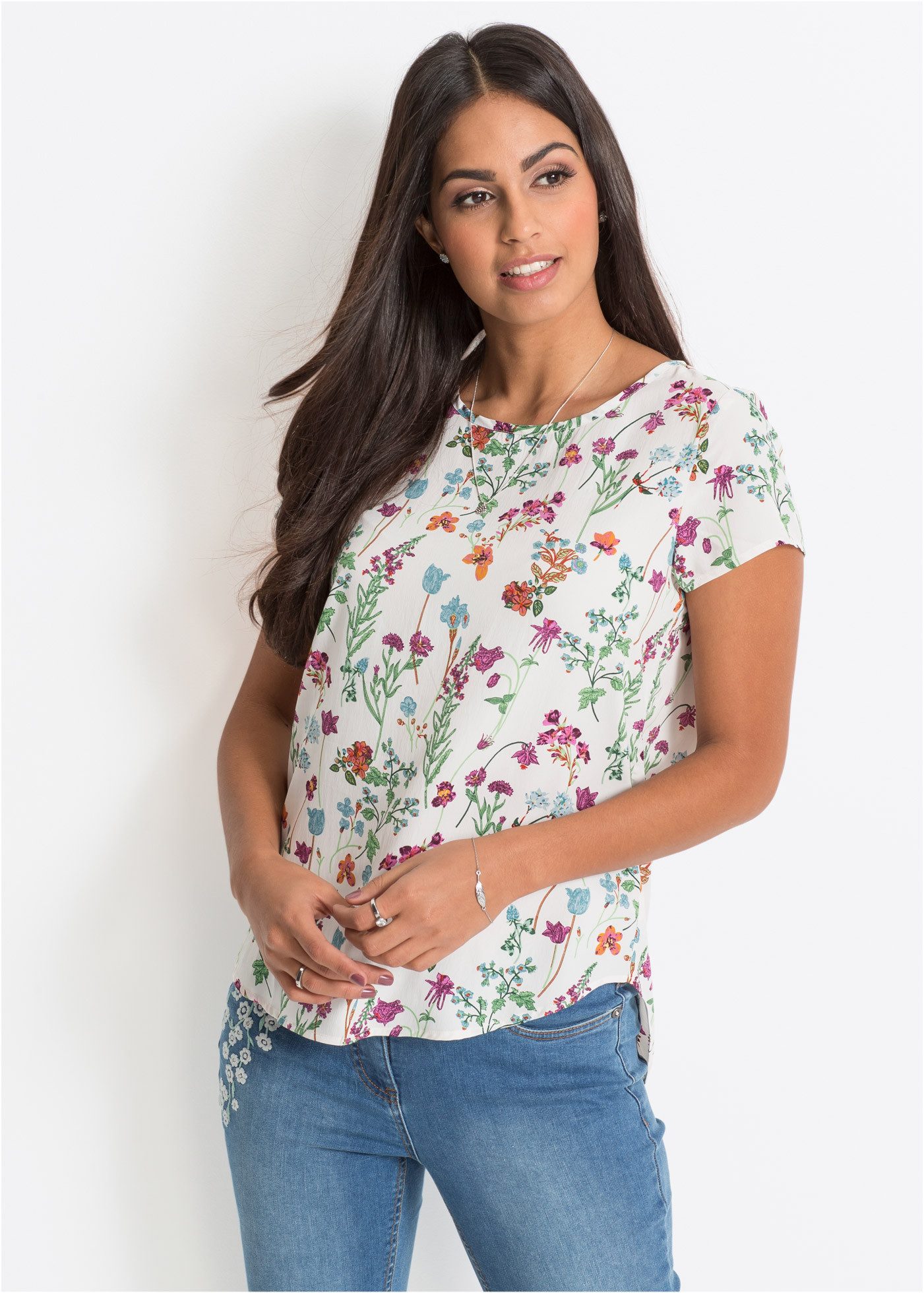 bonprix Shirtbluse figurumspielende Passform, für Frühjahr und Sommer, aus günstig online kaufen