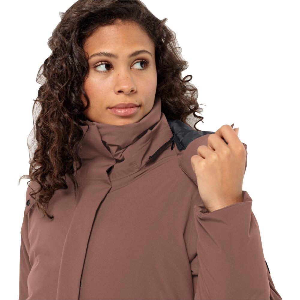 Jack Wolfskin Daunenmantel Luisenplatz Coat (wasserdicht, winddicht) rotbraun Damen
