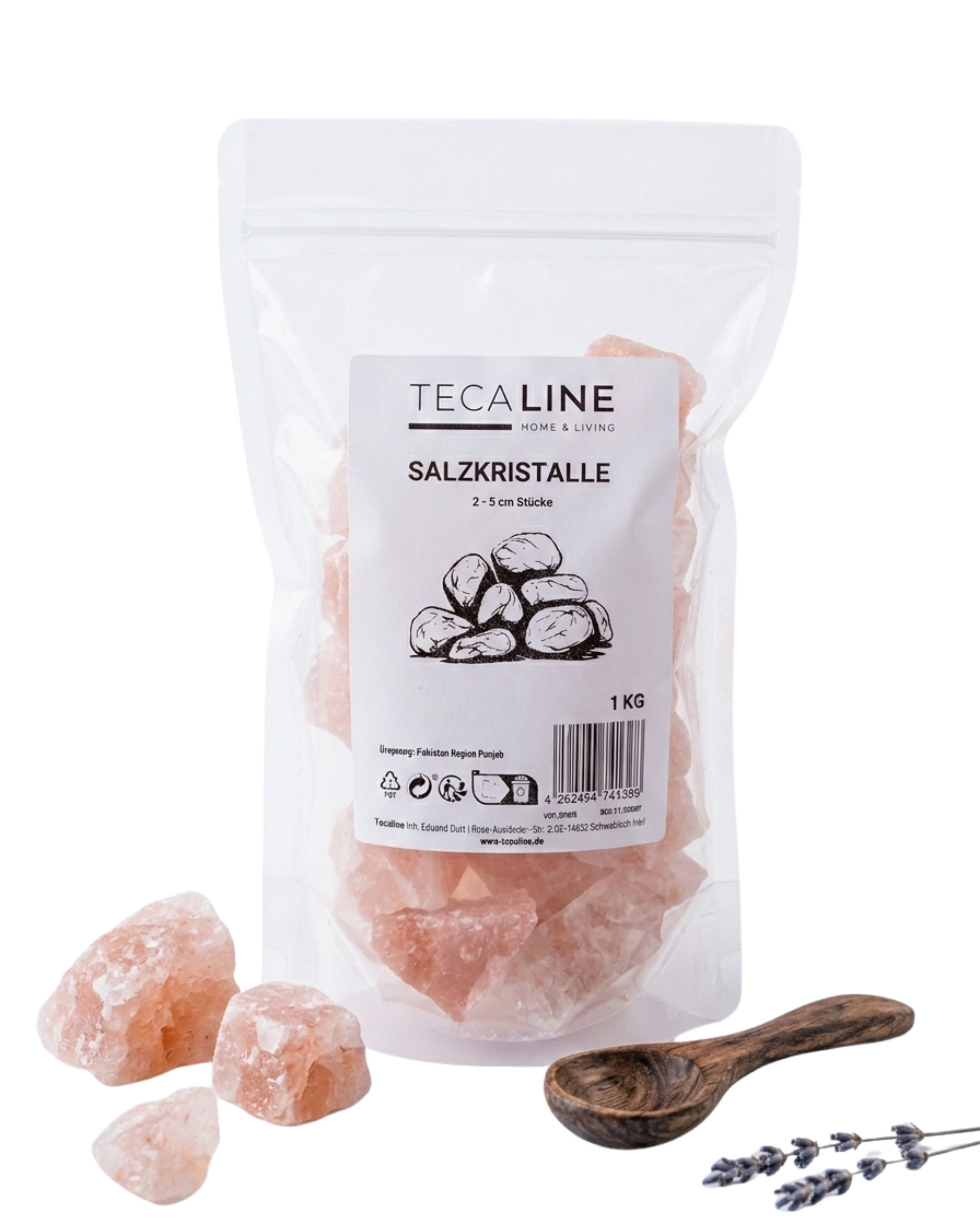 TECALINE Saunasteine Pinke Salzkristalle 2-5 cm 1kg