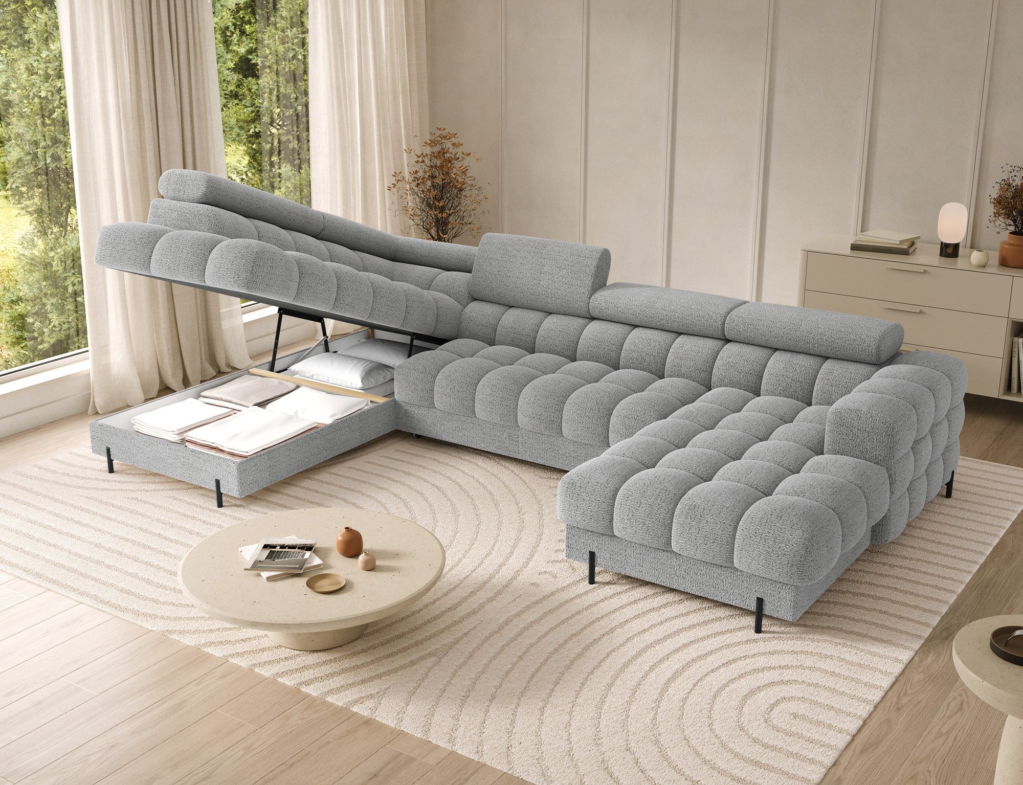 Lukas Möbel Wohnlandschaft Deisgner XXL-Sofa in U-Form Falco mit Schlaffunk günstig online kaufen